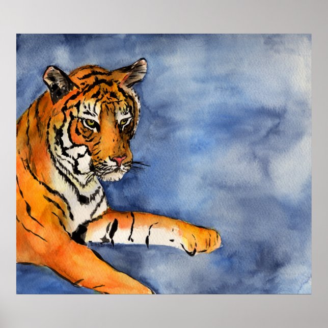 Poster du tigre du Bengale orange Aquarelle