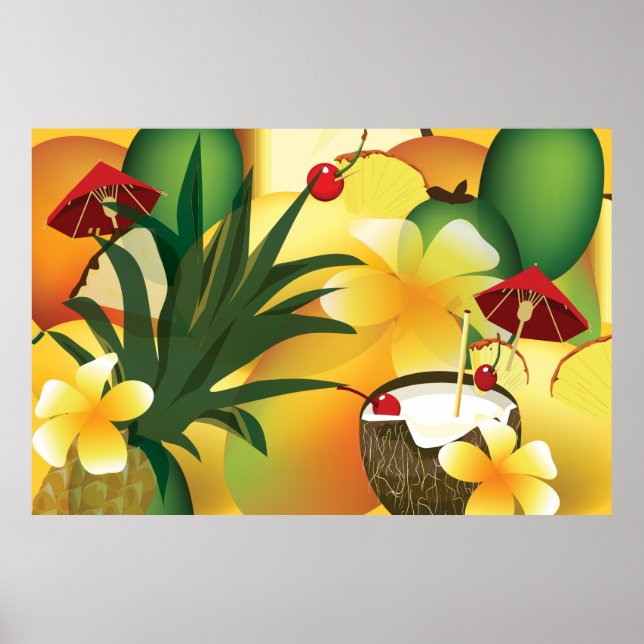 Poster du Tiki Bar du parti Tropical Luau hawaïen (Devant)