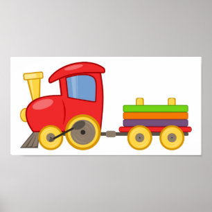 Poster du train de dessin imprimé