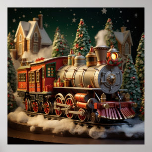 Poster du train de Noël en 3D