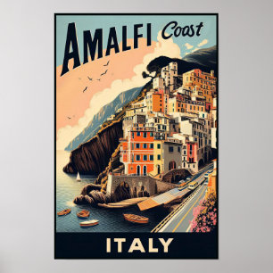 Poster du Vintage voyage de la Côte d'Amalfi Itali