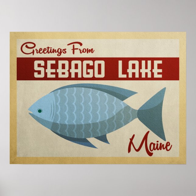 Poster du Vintage voyage de poisson Sebago Lake Ma (Devant)