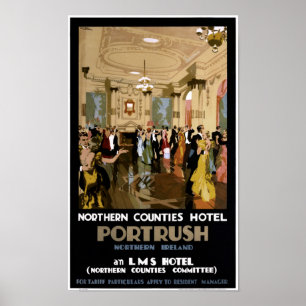 Poster du Vintage voyage de portrush en Irlande du