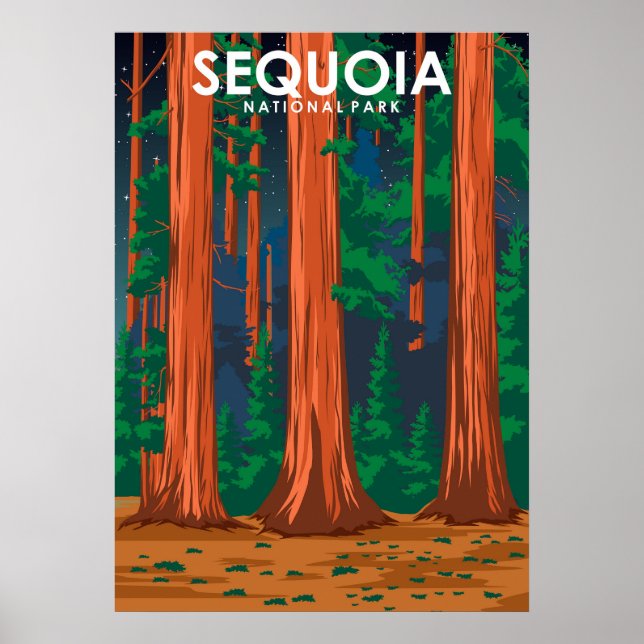 Poster du Vintage voyage du parc national Sequoia (Devant)