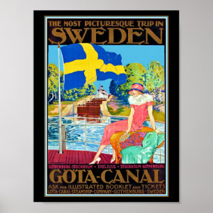 Poster du Vintage voyage Gota Canal Suède