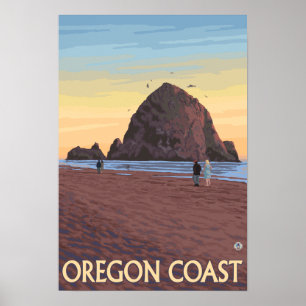 Poster du Vintage voyage Haystack Rock