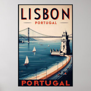 Poster du Vintage voyage Lisbonne Portugal