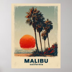 Poster du Vintage voyage Malibu California