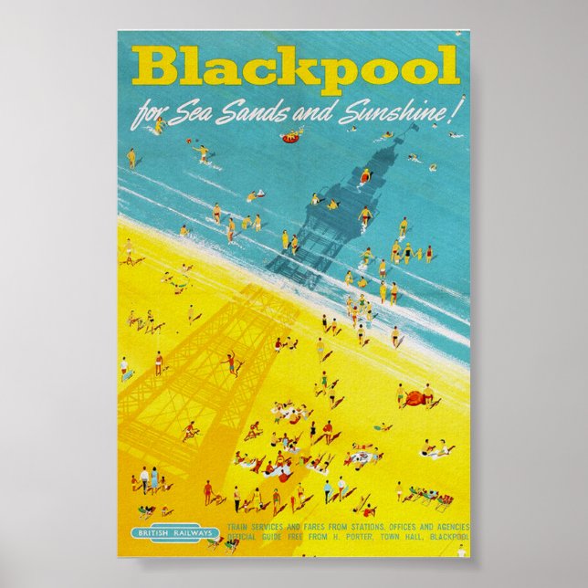 Poster du Vintage voyage rétro Blackpool Imprimer (Devant)