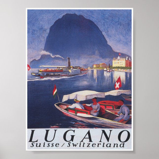 Poster du Vintage voyage rétro Lugano Suisse (Devant)