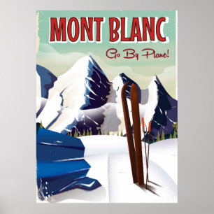 Poster du voyage de ski vintage Mont Blanc