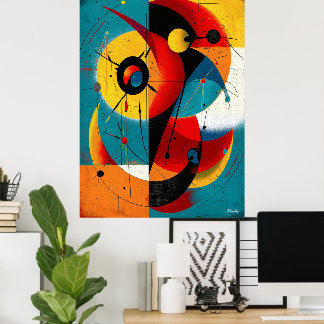 Poster Dual Orbit – Mid-Century Geometric Symmetry Wall 