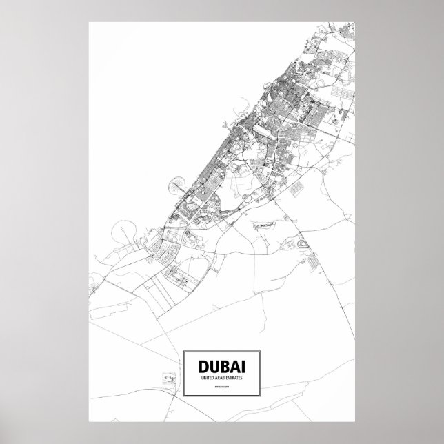 Poster Dubaï, Émirats arabes unis (noir sur blanc) (Devant)