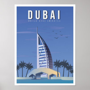Poster Dubai Émirats arabes unis Vintage voyage d'art des