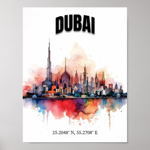 Poster Dubaï Skyline Wall Art, Art Moderne Wall Art