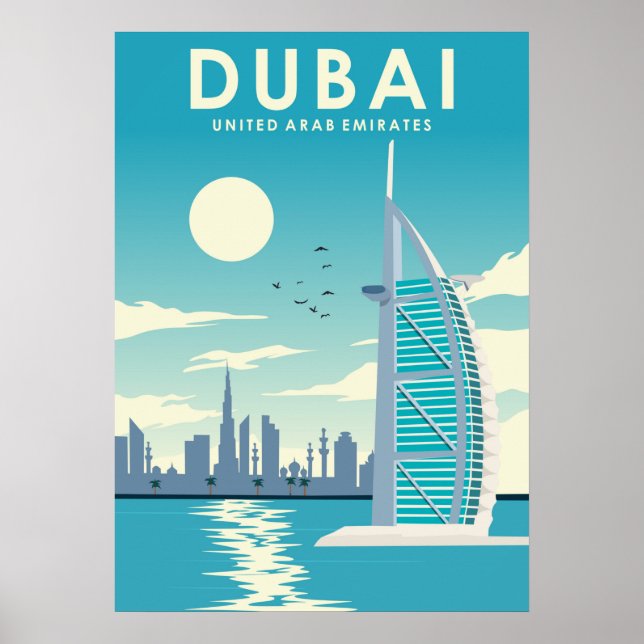 Poster Dubai United Arab Emirates Travel Illustration (Devant)