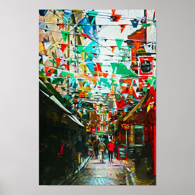 Poster Dublin, Irlande City Street Scene (Devant)