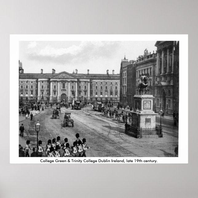 Poster Dublin Irlande du 19ème siècle, College Green (Devant)