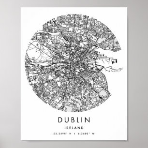 Poster Dublin Irlande Minimal Modern Circle Street Carte