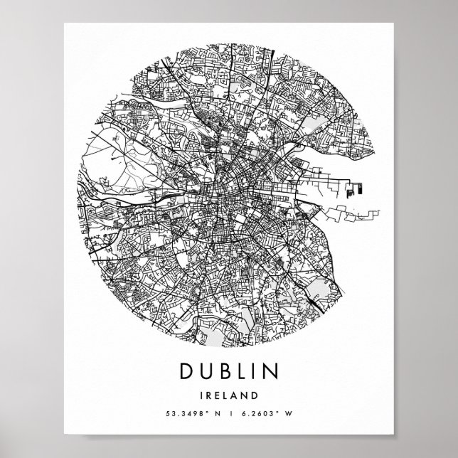 Poster Dublin Irlande Minimal Modern Circle Street Carte (Devant)