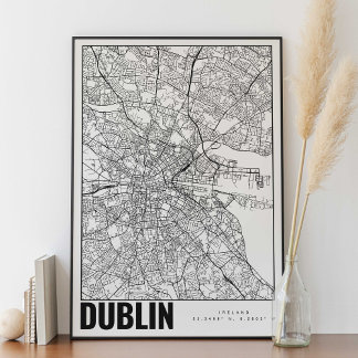 Poster Dublin Irlande minimaliste carte Art
