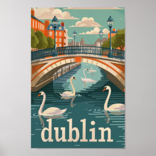Poster Dublin Irlande Vintage célèbre Travel Place