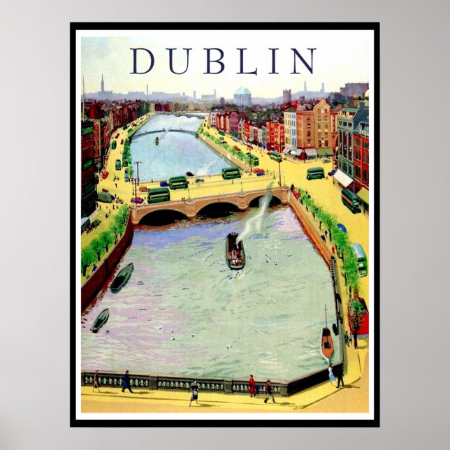 Poster Dublin, pont O'Connell sur la Liffey (Devant)