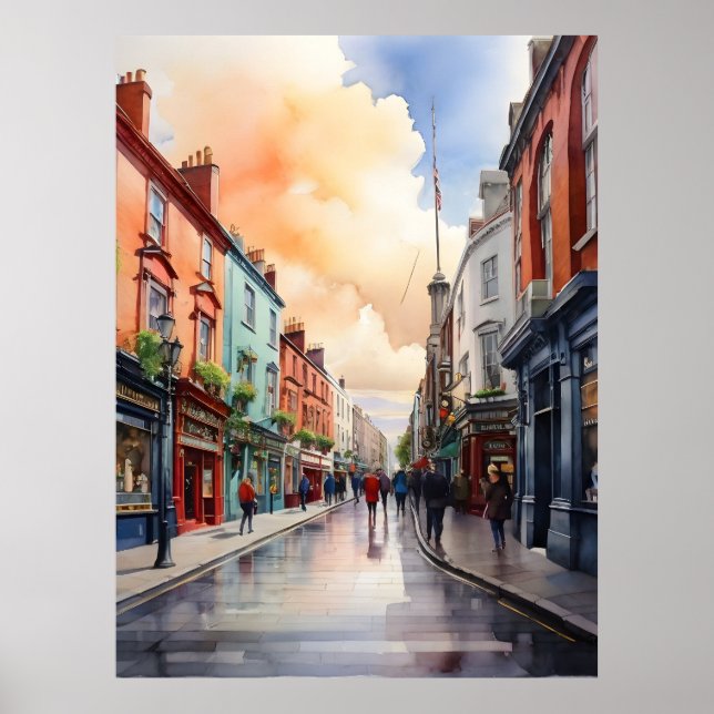 Poster Dublin watercolor (Devant)