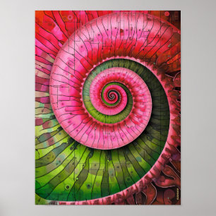 Poster Dubman Designs : Fibonacci rose et vert lumineux 