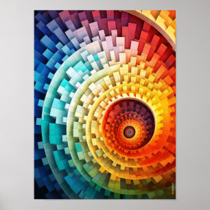 Poster Dubman Designs : Spirale de Fibonacci Arc-en-ciel 