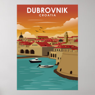 Poster Dubrovnik Croa Minimal Travel Illustration