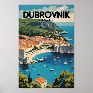 Poster Dubrovnik Croatie Vintage voyage nostalgique