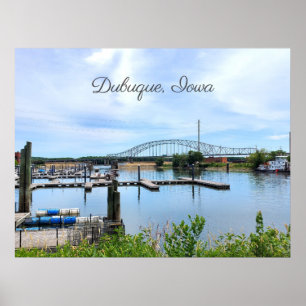 Poster Dubuque, épouse de l'Iowa au-dessus du fleuve Miss