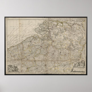 Poster Duchy of Brabant with Adjacent Provinces Map, 1712