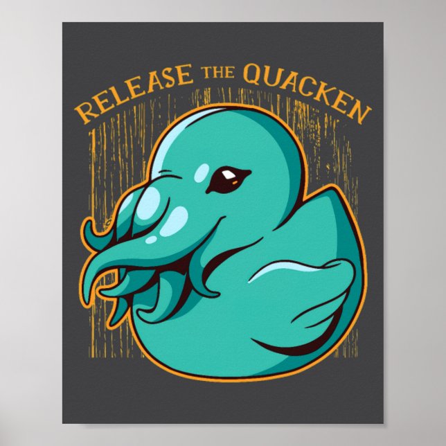 Poster Duck Kraken Release The Quacken Funny Rubber Boxer (Devant)