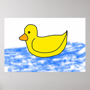 Poster Ducky Cartoon Jaune