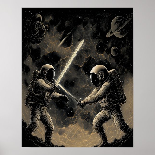 Poster duel des astronautes - Space Battle Wall Ar (Devant)