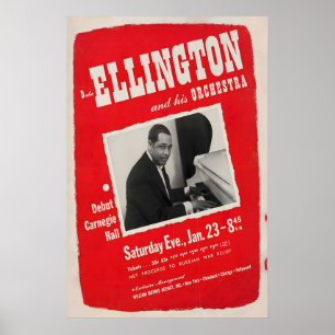 Poster Duke Ellington - Noir, Brun et Beige - Carnegie