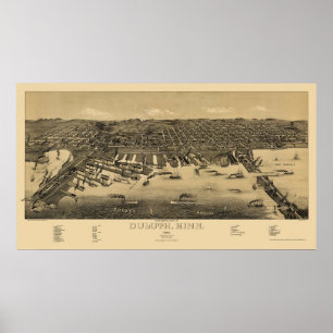 Poster Duluth, MN Carte panoramique - 1887