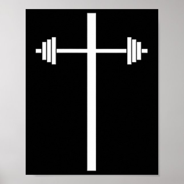 Poster Dumbbell Barbell Cross Christian Gym Workout En Po (Devant)
