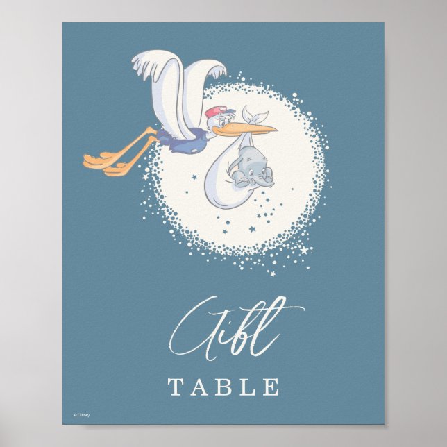 Poster Dumbo & Stork Over the Moon Baby shower Table cade (Devant)