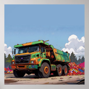 Poster Dumping des briques - Camion Haul Big-Rig