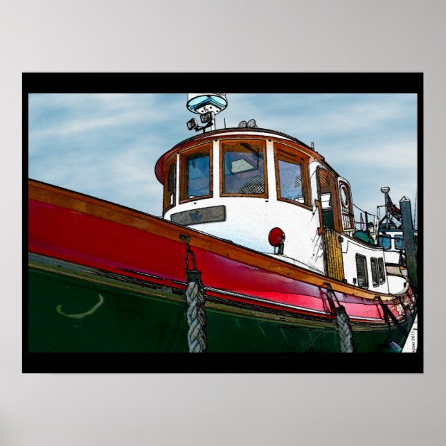 Poster d'un bateau à remorqueur vintage (Devant)