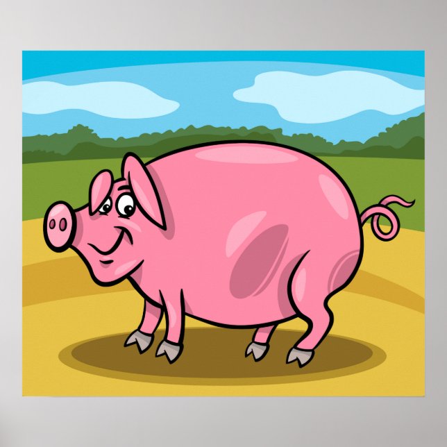 Poster D'Un Cochon De Dessin Sur Une Affiche Agric (Devant)