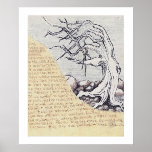 Poster d'un croquis d'arbre avec poème
