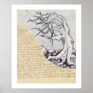 Poster d'un croquis d'arbre avec poème