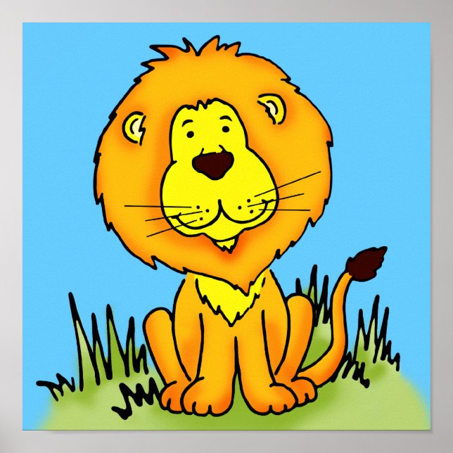 Poster d'un lion graphique d'art pour enfants (Devant)