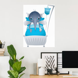 Poster D'Un Moustique Malade À L'Hôpital