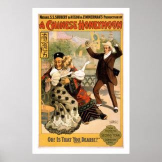 Poster d'un Théâtre Vintage chinois en lune de mie