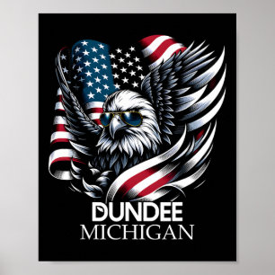 Poster Dundee Michigan 4 juillet Drapeau américain des Ét